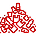 Broken bottles icon red